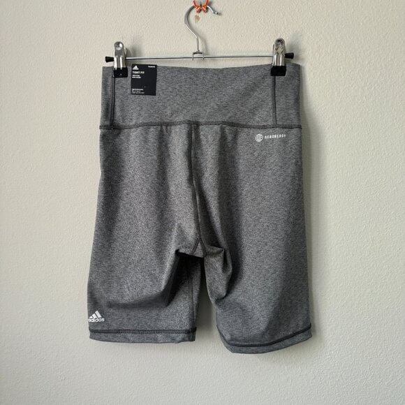 Adidas | NWT Optime Training Mid Waist Bike Shorts in Dark Grey Heather Size M - Picture 7 of 12